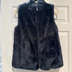 Nwt jcrew navy faux fur vest